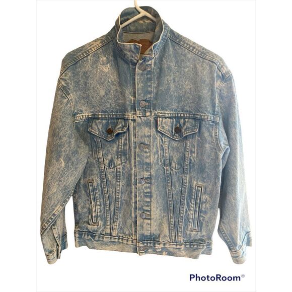 Vintage Distressed Levi’s Acid Wash Denim Jacket L - Picture 4 of 11